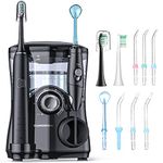 Water Flosser and Toothbrush Combo in One, 600ml Oral Irrigator and Electric Toothbrush with 7 Jet Tips, 2 Brush Heads Whitening Toothbrushes, Dental Water Flosser for Braces (Black)