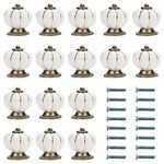 Kurtzy 16 Pack White and Gold Furniture Door Handles with Screws - 3.6 x 3.9cm/1.42 x 1.54 Inches Ceramic Door Knobs - Kitchen Cupboard Knobs, Cabinet Drawer Knobs for Home & Office Furniture Doors