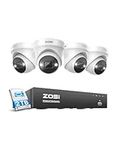 ZOSI 4K PoE CCTV Security Camera System, 4x8MP Person Vehicle Detection PoE IP Cameras Indoor Outdoor, 8 Ports 16CH 4K CCTV System NVR with 2TB HDD,Color Night Vision,Smart Light Siren, 2-Way Audio