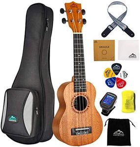 Eastrock Soprano Ukulélé pour Débutants Adulte, 21'' Hawaïen Yukulele Sapele,Soprano Ukulele avec housse, Ukulélé Kit avec Aquila Cordes Accordeur Médiator Sangle （21'' Sapele）