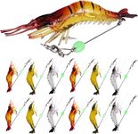 Sougayilang Saltwater Fishing Lures Shrimp Baits Set, 12Pcs Soft Luminous Shrimp Bait Shrimp Lures Fishing Bait with Sharp Hooks for Freshwater and Saltwater-12