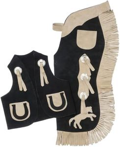 Tough-1 Kids Chap/Vest Set Horseshoes Black Small