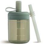 Moonkie Toddler Water Bottle, Silicone Sippy Cup, Straw Cup, BPA-Free Toddler Cup, Non Spill Cup for Toddler, Baby Cup with Straw from 6 Months, Dishwasher Safe, 5 oz(Sage)