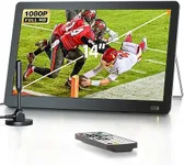 Desobry 14 inch PortableTV with Antenna, Portable Small TV with ATSC Tuner,Rechargeable Battery Operated Mini TV LCD Monitor 1080P,Built-in TV Stand,HDMI Input,USB,AV in,Supports Camping,Kitchen,Car