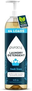 Puracy Natural Liquid Laundry Detergent, 64 Loads, Hypoallergenic, Effective, Fresh Linen, 16 Fl Oz