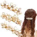 3 PCS Flower Hair Clips for Women Vintage Rhinestone Opal Hair Barrettes Flower Hairpin French Crystal Flower Hairpin Hair Accessories Hair Decorations