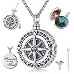 Eusense Cremation Jewelry for Ashes Urn Necklace to Put Ashes In 925 Sterling Silver Memorial Pendant Tree of Life Compass Viking Infinity Heart Urn Necklaces for Ashes Necklace for Women Men,