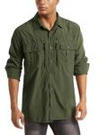 MAGCOMSEN Quick Dry Shirts for Men Long Sleeve Sun Protection Shirts for Men Fishing Shirts for Men Button Up Work Shirts for Men Hiking Shirts for Men Army Green