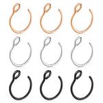 D.Bella 20G Fake Piercing Jewelry Hoop for Faux Lip Septum Nose Ring Set,8mm, Stainless Steel, stainless-steel