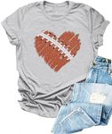 Game Day Shirt Woman Distressed Football Mom Shirt Funny Short Sleeve Football Season Sunday Tee Top Light Gray