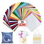 HTVRONT HTV Heat Transfer Vinyl Bundle 36 Pack 12" x 10" - Iron On Vinyl with 3 Glitter HTV Vinyl and 1 Teflon Sheet for T-Shirts - Easy to Cut & Weed & Transfer