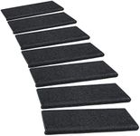 PURE ERA Carpet Stair Treads Set Non-Slip, Indoor Pet Dog Stair Rugs Covers Mats with Skid-Resistant Self Adhesive Tape Free Backing, Washable Soft Solid Grey, 9.5" x 30"x1.2", Black, PE-ST01-BLK02