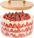 LOVYANXUE Large Salad Bowl, 10.2 inch Glass Trifle Bowl with Lid, 7.2 Qt Versatile Fruit Bowl and Serving Bowl for Laying Ice Cream, Cake, Cupcake, Salad, Fruit, Dessert and Party Diy, Microwave Safe