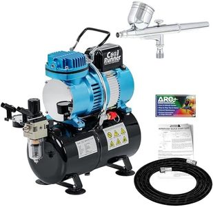 Master Airbrush Cool Runner II Dual Fan Air Storage Tank Compressor System Kit with a G22 Gravity Feed Airbrush Set with 0.3 mm Tip - Hose, Holder, How-To Guide - Hobby, Auto, Cake, Tattoo, Body Art