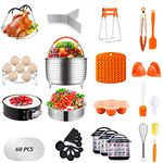 Artcome 91 PCS Accessories Set for Pressure Cooker 5,6,8 Qt - 60 Pcs Parchment Papers, 2 Steamer Baskets, Springform Pan, Stackable Egg Steamer Rack, Egg Bites Mold & More