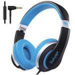 Rockpapa I20 Wired Headphones, Wired Headset Over Ear Stereo Headphones with Microphone for Kids Children Adult, Adjustable Headband, Foldable Headphones for Travel/PC/Mac/Laptop/Phone (Black Blue)