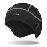 TAGVO Thermal Skull Cap,Windproof Cycling Hat,Warm Helmet Liner with Glasses Hole,Winter Sports Beanie Cap with Ear Cover,Hard Hat Liner Fit for Wen＆Women,One Size,Black