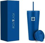 IRON °FLASK Classic Tumbler 2.0-2 Lids (Straw Flip), Vacuum Insulated Stainless Steel Water Bottle, Double Walled, Drinking cup, Thermos Travel Mug - Cobalt, 24 Oz