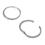 13MM Sterling Silver Round Hoop Earrings for Women Ladies Girls Men Unisex - Solid 925 Sterling Silver - Plain & Simple Polished Fine Circle Endless Half-Hinged Hoops