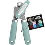 Gorilla Grip Heavy Duty Handheld Manual Can Opener, Stainless Steel Bottle Lid Openers, Easily Open Cans, Sharp Blade Smooth Edge Cut, Easy Turn Knob for Senior Arthritis Hands, Kitchen Gadgets, Mint