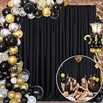 10x10FT Black Backdrop Curtains for Parties - Black Wedding Backdrop for Baby Shower Birthday Photo Home Party Curtains Backdrop 5x10FT 2 Panels