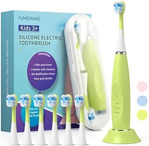 FUMEIKANG Kids Electric Toothbrushes Sonic Rechargeable Tooth Brush Gifts for Boys and Girls Smart Timer Power Toothbrush - Blue 3 4 5 6 7 8 9 10 11 12 (Green)