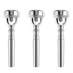 3 Pack Trumpet Mouthpiece 7C 5C 3C Trumpet Mouthpiece Set Compatible with Yamaha Bach Conn King Standard Trumpets for Beginners and Professional Players, Silver