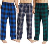 JupiterSecret Mens Pyjama Pants Set Flannel Cotton Plaid Sleep & Lounge Pants, PJ Bottoms with Pockets and Button Fly