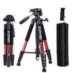 ZOMEi 188 cm Tripod Heavy Duty Tall Tripod Stand, Professional Travel Video Tripod Compatible with DSLR Cameras, Mobile Phones, Projector, Binoculars, Spotting Scope (Red)