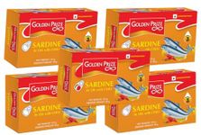 Golden Prize Canned Sardine in Oil with Chili, 125g (Pack of 5)