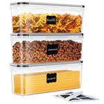 HRUISE Pasta Storage Containers【3 Pcs/Set】 2.3L Rectangle Spaghetti Long Noodle Storage Box with Lids, BPA Free Plastic Kitchen Food Storage Canisters for Pasta Oatmeal