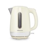 Morphy Richards Equip Kettle, 1.7L, 3Kw Rapid boil, Removeable Limescale Filter, Easy View Water Gauge, Stainless Steel Case, Cream, 102784
