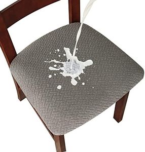 Genina Waterproof Seat Covers for Dining Room Chairs Covers Dining Chair seat Covers Kitchen Chair Covers slipcovers (Grey, 6 Pcs)