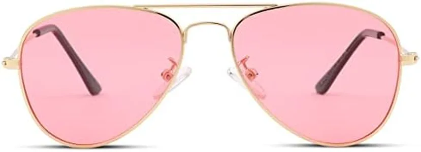 Pro Acme Polarized Kids Aviator Sunglasses, UV400 Protection Metal Frame Unbreakable for Toddlers Age 3-8(Gold Frame/Clear Pink Lens)