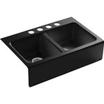 Kohler K-6534-4U-7 Hawthorne Apron-Front, Undercounter Kitchen Sink, Black