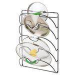 mDesign Pan Lid Holder and Organiser - Versatile Kitchen Accessories - Pan Lid Rack for Holding Pot Covers and Kitchen Accessories - Graphite