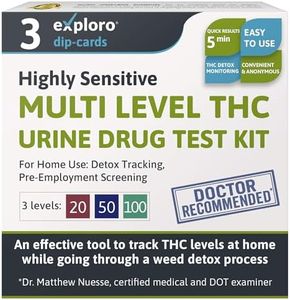 Exploro Multi Level THC Drug Test Kit – 3 Level Marijuana & Weed Test at Home (20, 50, 100 ng/ml) – Urine THC Test Strips for Detox Cleanse Monitoring, Pre-Employment & Personal Use (Pack of 3)