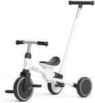 XJD Toddler Tricycle for 1-3 Year Olds, 5-in-1 Toddler Bike with Adjustable Push Handle, Balance Bike, Adjustable Seat & Removable Pedal, Birthday Gift Toy for Boys and Girls(White)
