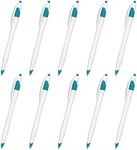 DISCOUNT PROMOS Slim Curvy Ballpoint Pens Set of 10, Bulk Pack - Black Ink, Retractable, Great for Office, School, Tradeshows - Teal