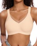 Gailife Womens Wireless Jelly Bras V Mesh No Underwire Comfortable Seamless Supportive T-Shirt Bra Everyday Bras Skin Color M