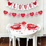 Party Propz Love Banners for Decoration- Pack of 2Pcs | Heart Shape Hangings for Decoration | Happy Anniversary Decoration Items Kit | Wedding Anniversary Decoration | Red Heart Banners for Decoration