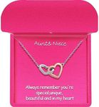 Alittlecare Aunt Gifts from Niece - Niece Gifts from Auntie - Aunt Niece Necklace with Recording Box for Birthday Christmas Valentine's Day Wedding, Including Thoughtful Message Card, 黄铜, Cubic Zirconia