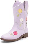 DREAM PAIRS Girls Cowgirl Boots Kids Mid Calf Western Boots Riding Shoes for Toddler/Little Kid/Big Kid,Size 1 Little Kid,Light Purple,KKUMMB2503