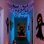 HOMELEX Halloween Hanging Bats with LED Lights Decoration Flying Realistic Spooky Waterproof Black Bat for Party Decor