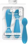 ezpz Tiny Spoon (2 Pack in Blue) - 100% Silicone Baby Spoon for Baby Led Weaning + Purees - 6 Months + - Designed by a Pediatric Feeding Specialist - Baby Essentials & Baby Gifts