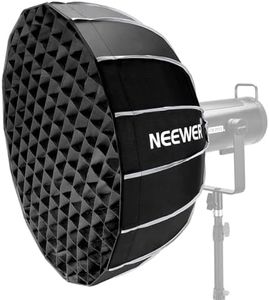 NEEWER 25.6"/65cm Softbox Parabolic Hexadecagon, Quick Setup/Fold Like Umbrella with Bowens Mount, Metal Beauty Dish/Diffusers/Grid/Bag for CB200B CB60 MS60B MS60C Compatible with Aputure Godox, NS65U