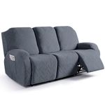 Ruaozz Recliner Sofa Covers Recliner Chair Covers Couch Covers for Reclining Couches with Pockets Washable Furniture Protector with Elastic Bottom (3 Seater, Grey)