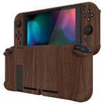 eXtremeRate PlayVital Back Cover for Nintendo Switch Console, Handheld Separable Protector Hard Shell for Joycon, Dockable Protective Case for Nintendo Switch - Wood Grain