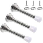 Ruisita 3 Pieces Spring Door Stop Stainless Steel Doorstops Wall Mounted Mount Doorstop with Screws