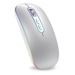 cimetech LED Wireless Mouse, Rechargeable Bluetooth Dual Mode (BT 5.1+2.4G) Computer Mice, Slim Slient USB Cordless Mouse for Laptop Mac iPad Air Tablet Smart TV Android Windows (Silver)